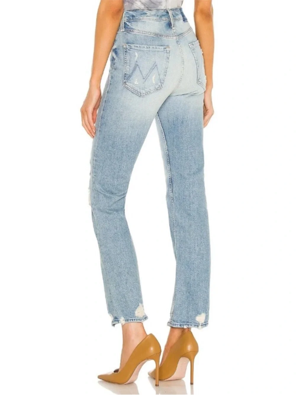 Mother High-Rise Light Wash Distressed Women’s Jeans - Picture 2 of 7